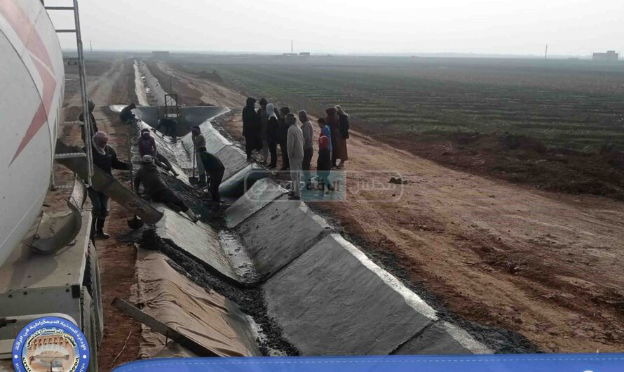 إنهاء المرحلة الثانية من صب عدة قنوات ري في مزرعة العدنانية بالريف الغربي